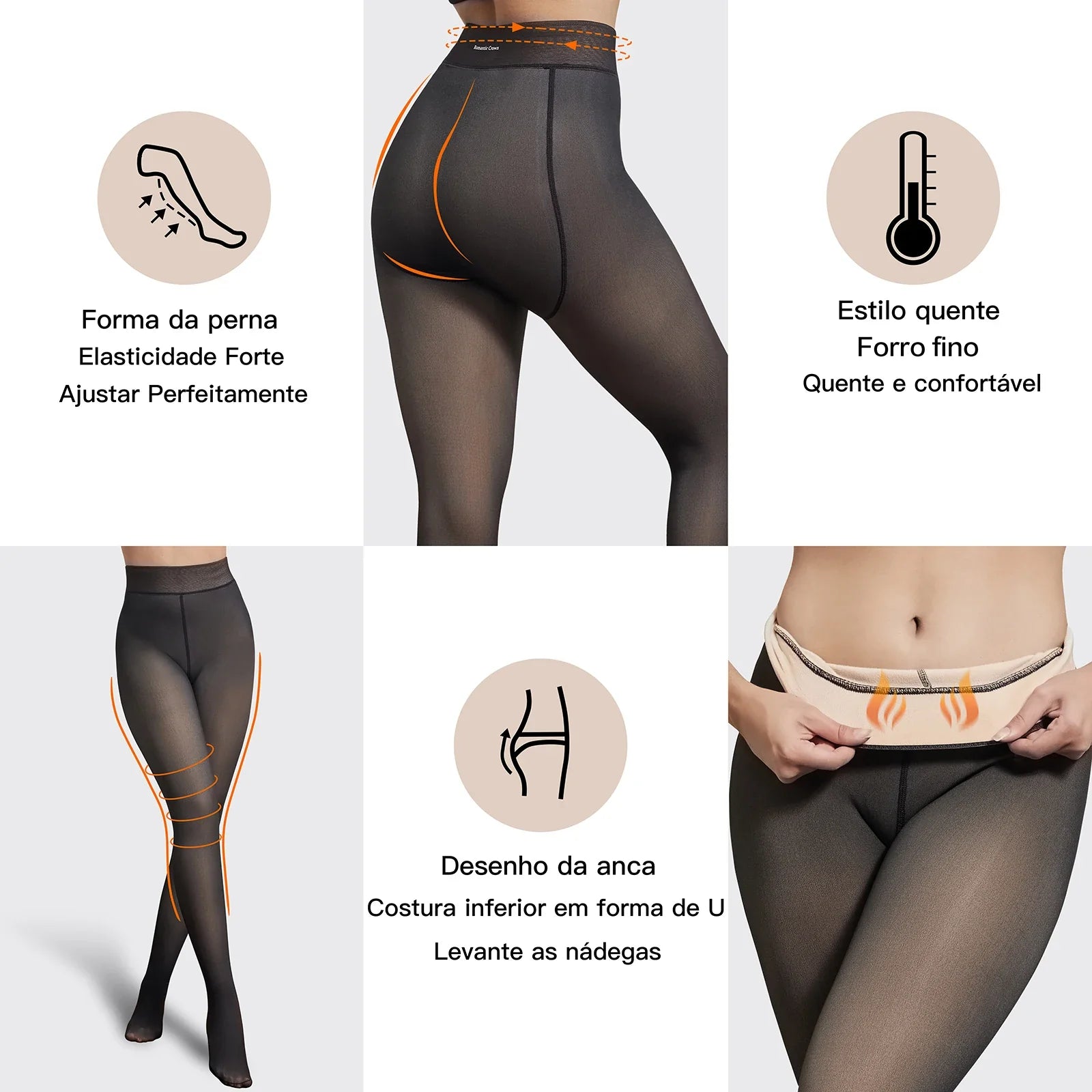 Meia Calça Feminina Peluciada de Lã Aveludada Super Diva