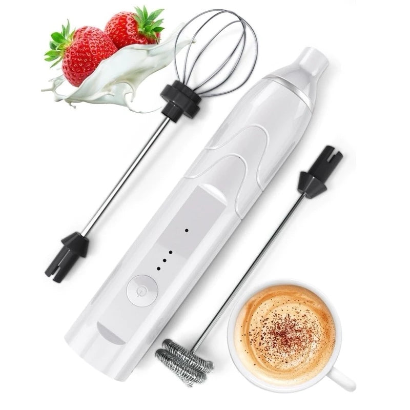 Novo Mini Mixer Elétrico 2 em 1 para Bebidas e Ovos Recarregável