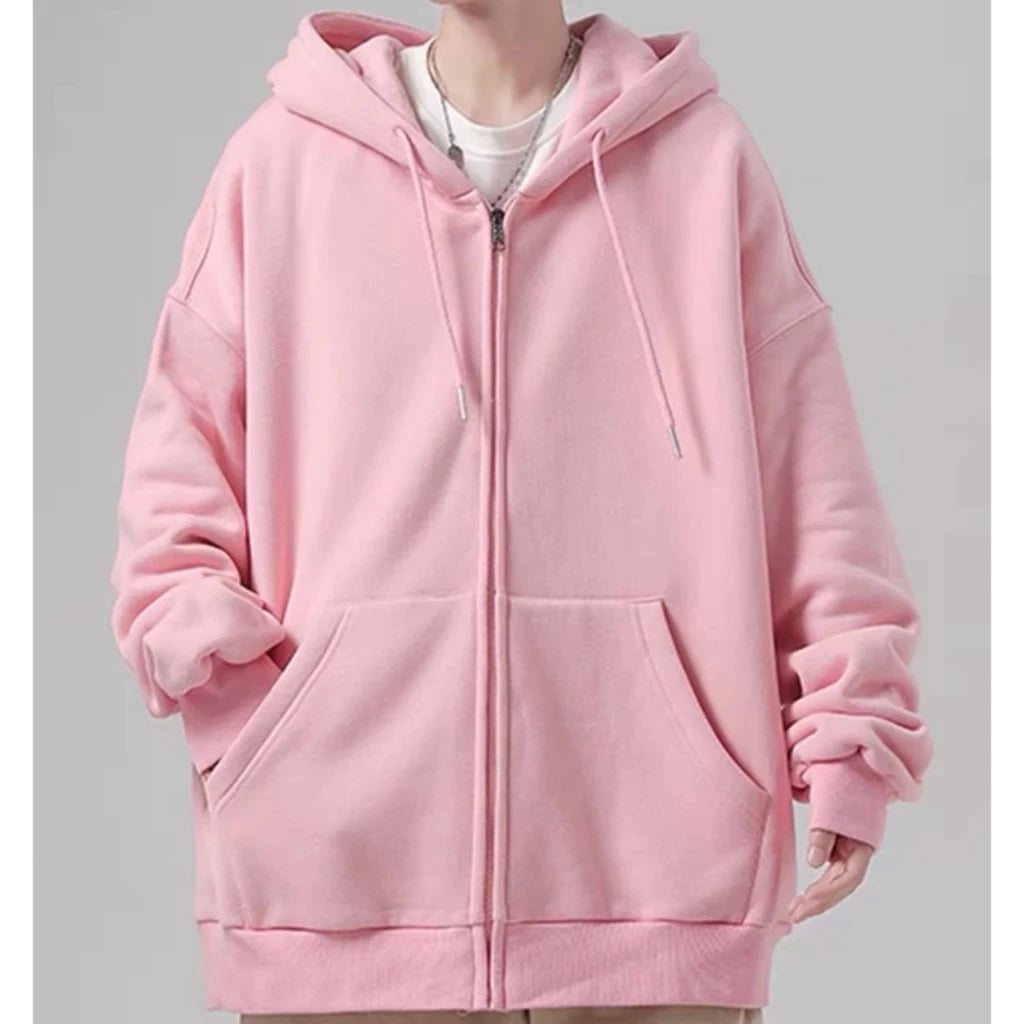 Moletom Unissex de Inverno Básico com Zíper e Capuz