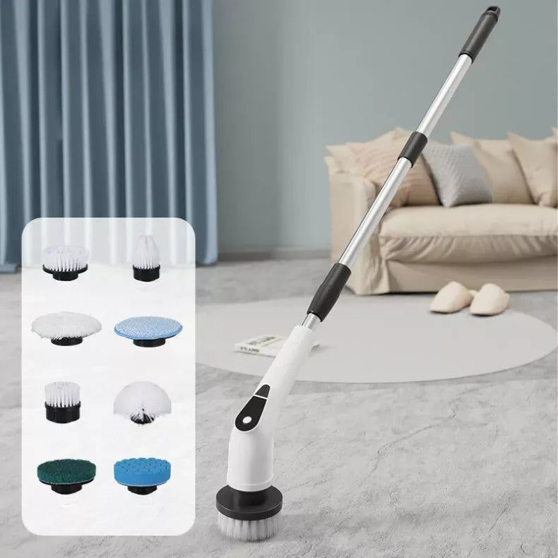 Escova De Limpeza 9 Em 1 Recarregável Elétrica Giratória Com Cabo Alongador