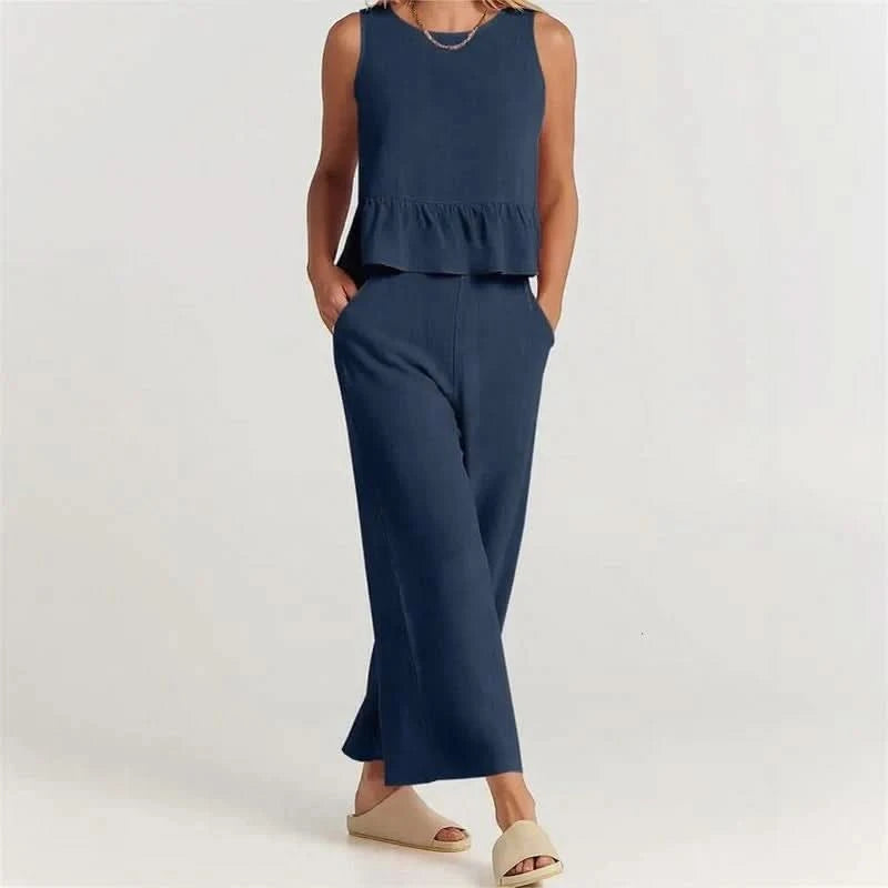 Conjunto Agatha™ Em Linho Misto com Babados