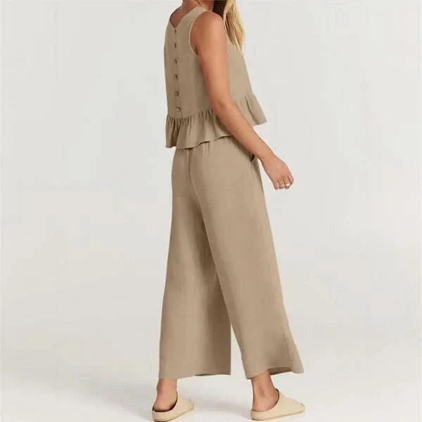 Conjunto Agatha™ Em Linho Misto com Babados