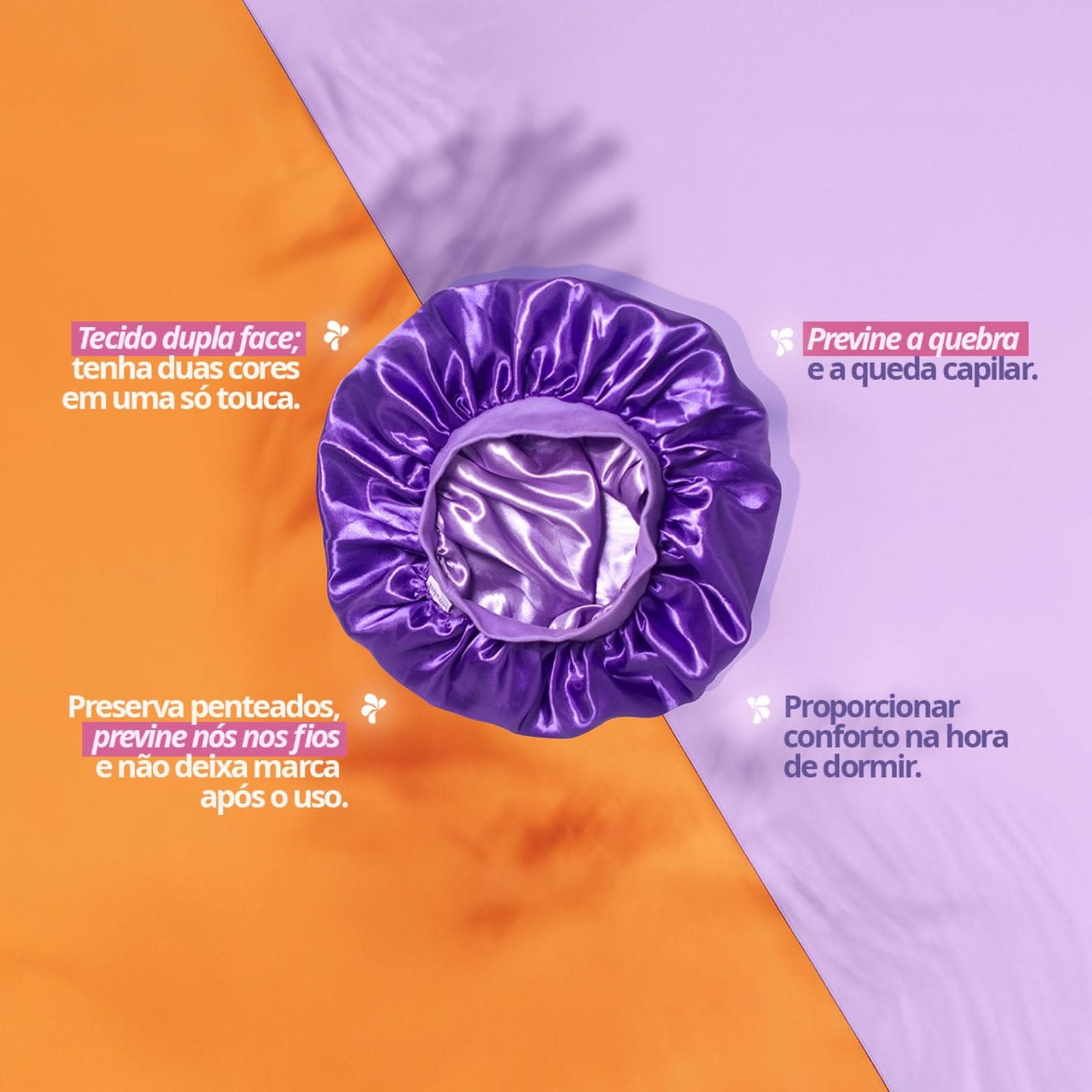 Touca de Cetim Premium - Dupla Face e Antifrizz