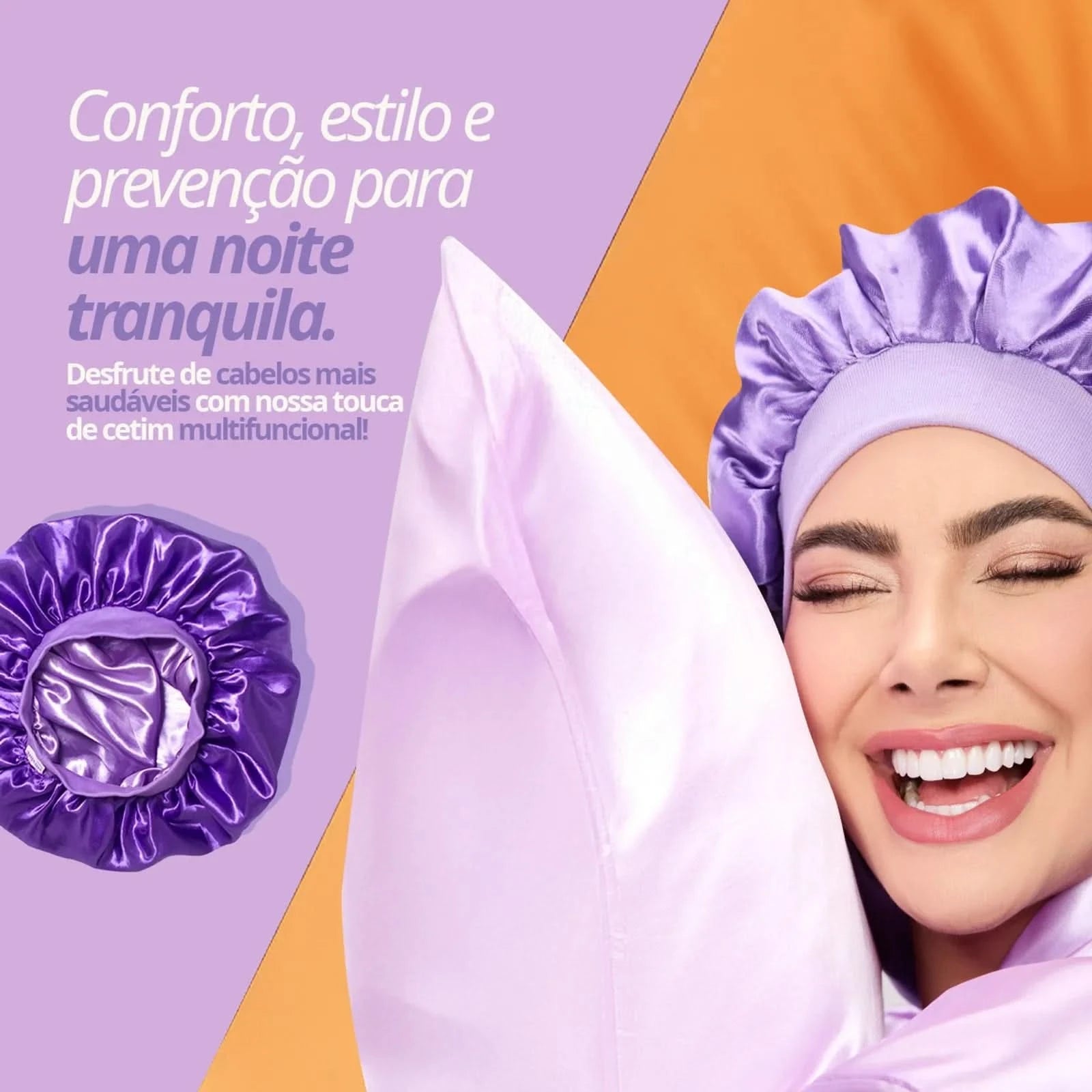 Touca de Cetim Premium - Dupla Face e Antifrizz