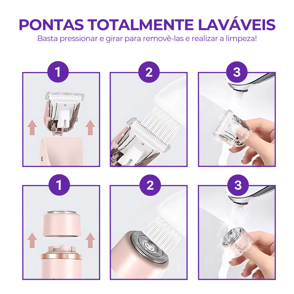 Aparador de Pelos Feminino – Fácial e Íntimo à Prova d’Água!