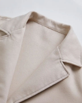 Sobretudo Lazarelle de Lã com Mangas Longas Bufantes