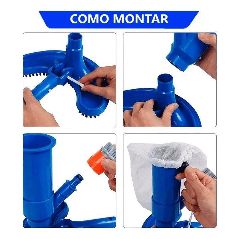Limpador Escova Aspirador Vácuo Portátil Para Piscina 5 em 1