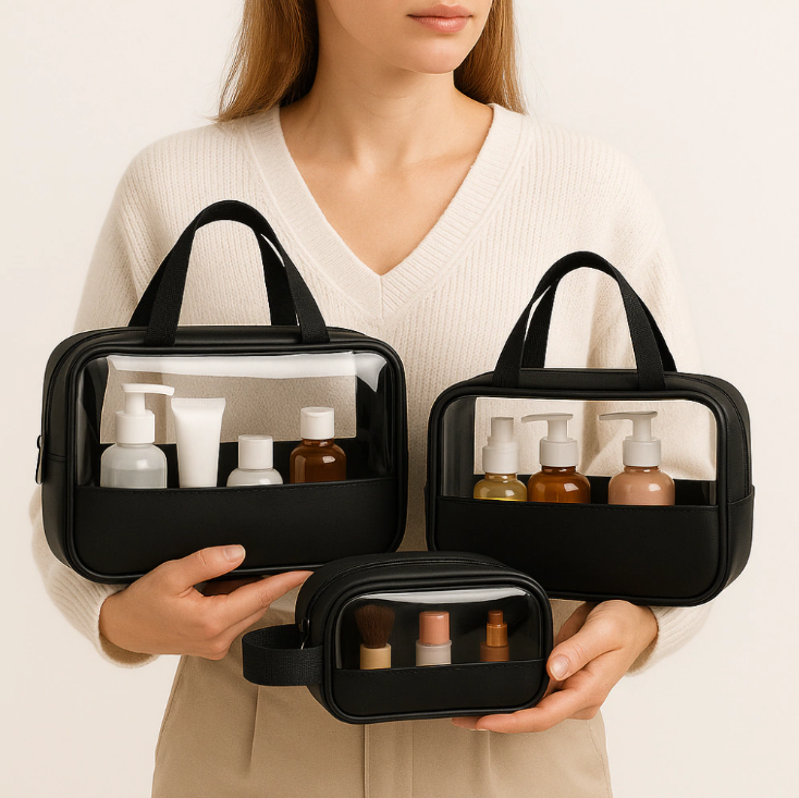 Kit 3 Necessaires Transparentes