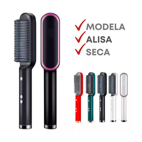 Escova Alisadora 5 em 1 | Alisa, Seca, Hidrata, Modela e Anti-Frizz | Bivolt