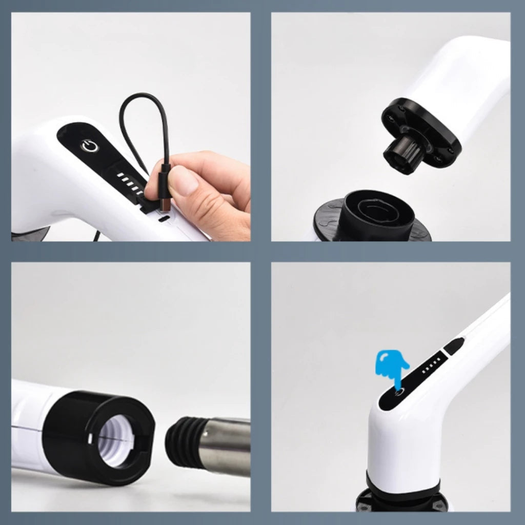 Escova De Limpeza 9 Em 1 Recarregável Elétrica Giratória Com Cabo Alongador