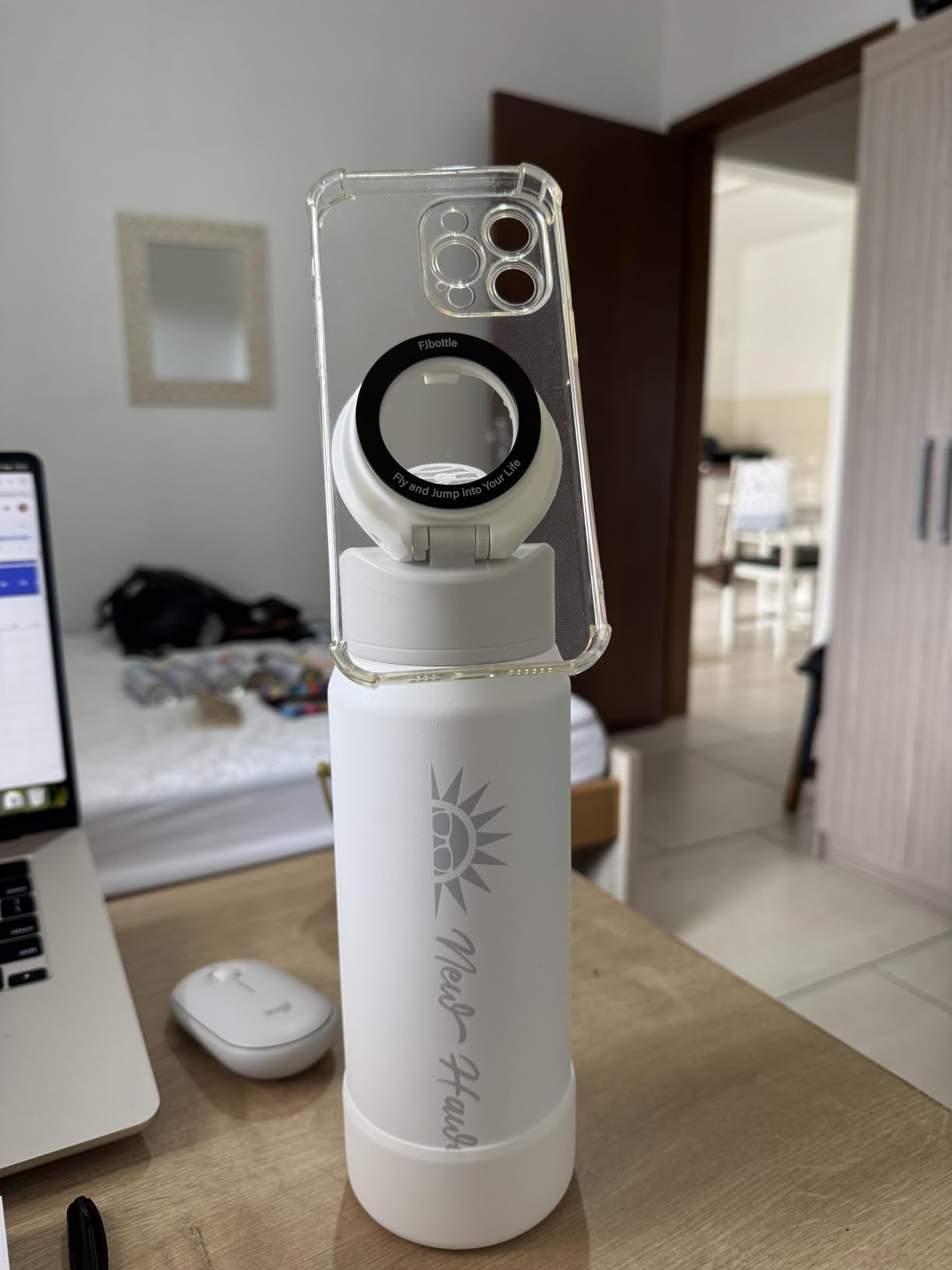 Garrafa Térmica De Aço Inoxidável Com Suporte para Telefone 950ml