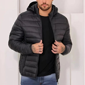 Jaqueta Puffer Masculina de Frio Intenso Impermeável com Capuz Removível