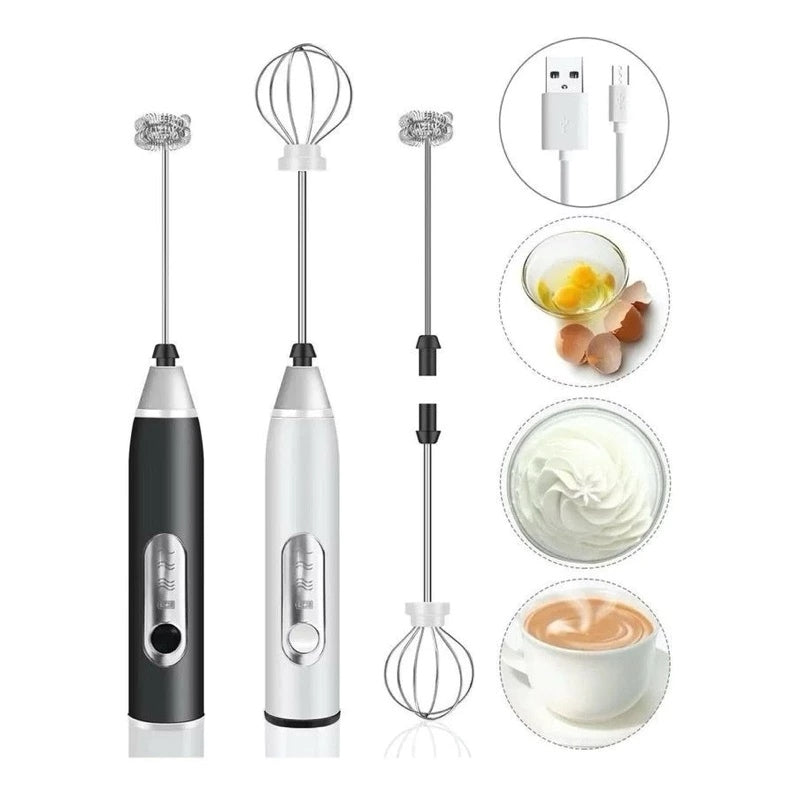Novo Mini Mixer Elétrico 2 em 1 para Bebidas e Ovos Recarregável