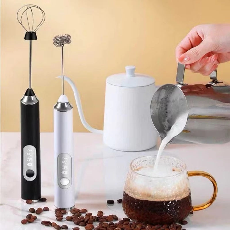 Novo Mini Mixer Elétrico 2 em 1 para Bebidas e Ovos Recarregável
