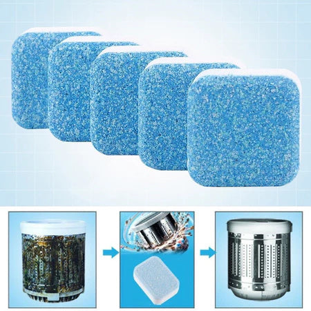 Pastilhas para Limpeza Máquinas de Lavar Roupas Efervescentes - Compre 5 e Leve 12