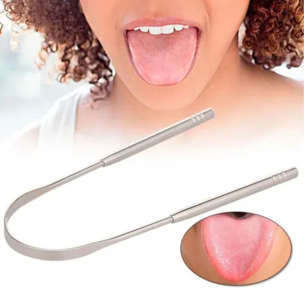 Raspador de Língua Removedor de Bactérias em Aço Inoxidável - Compre 1 Leve 3