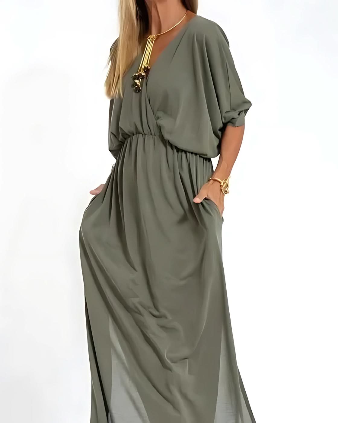 Vestido Ivy - Decote em V | Super Fresco e Solto - Vintage (Primavera 2025)