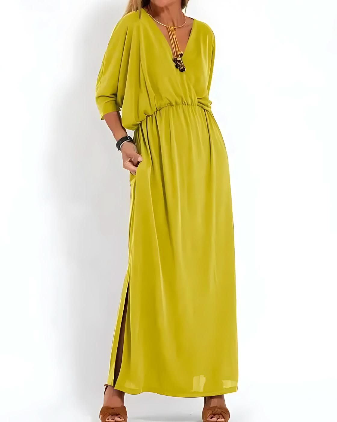 Vestido Ivy - Decote em V | Super Fresco e Solto - Vintage (Primavera 2025)