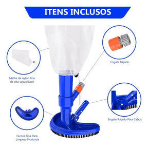 Limpador Escova Aspirador Vácuo Portátil Para Piscina 5 em 1