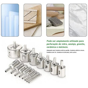 Kit 16 Bicos de Furo Diamantados Brocas Serra Copo