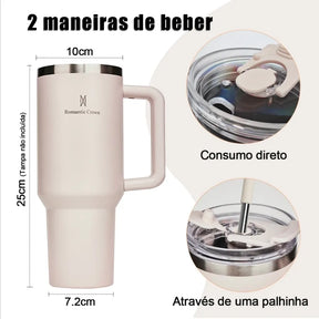 Copo Térmico 1200ml Aço Inoxidável - Garrafa Térmica com Canudo