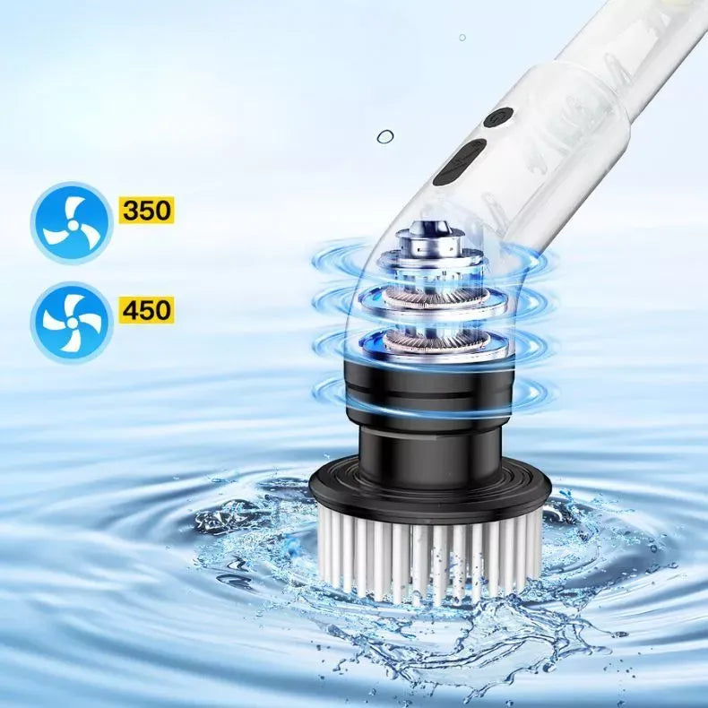 Escova De Limpeza 9 Em 1 Recarregável Elétrica Giratória Com Cabo Alongador