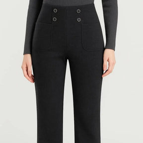 [Leve 3, Pague Só 2] Calça Solena Feminina em Algodão, Poliéster e Viscose de Cintura Alta com Botões Frontais