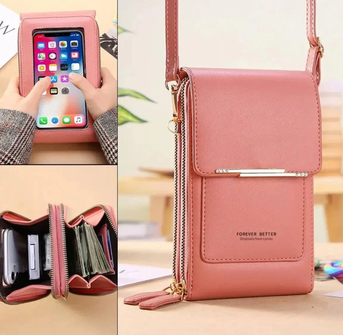 Bolsa Transversal Porta Celular de Couro