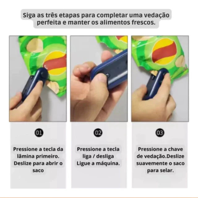Seladora de Alimentos a Vácuo SealPocket - Selagem Inteligente na Palma Mão