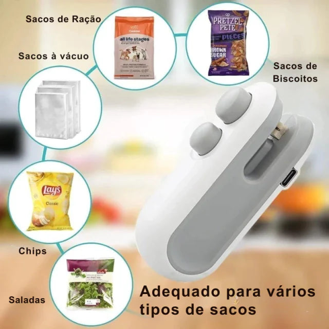 Seladora de Alimentos a Vácuo SealPocket - Selagem Inteligente na Palma Mão